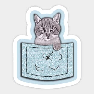 Cat Thief in Pocket! Pencil Drawings Edition 1 Sticker